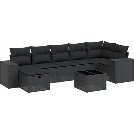 Set Divani da Giardino con Cuscini 8 pz Nero in Polyrattan vidaXL (1/4)