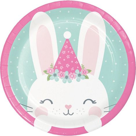 Assiette jetable dessert Lapin 18cm x8 - Anniversary House