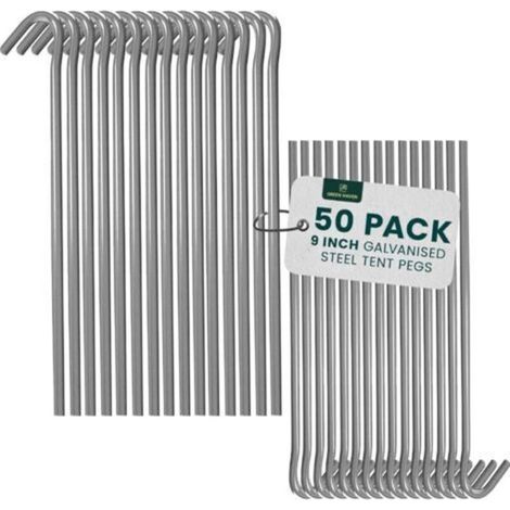 Lot de 50 Piquets de Tente 9" Ultra-Résistants – Piquets de Sol en Acier Galvanisé Durable – Piquets Métalliques Antirouille pour Camping, Tonnelles, Randonnée et Extérieur – Pack de 50 (1/5)