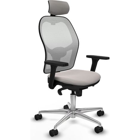 Jorquera sincro malla blanca similpiel blanco brazos 3D base aluminio cabecero 2D ruedas 65mm nailon (1/5)