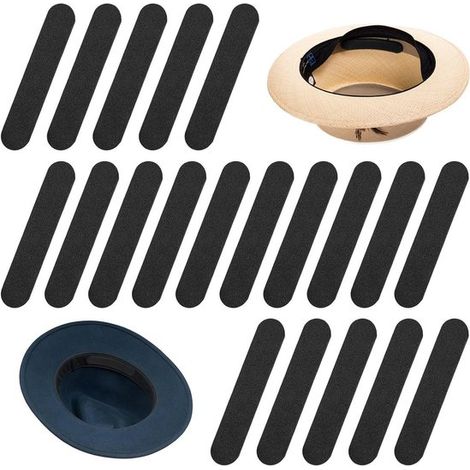 Lot de 20 ajusteurs de taille de chapeau, ruban adhésif pour chapeau, réduit la taille du chapeau, facile à utiliser, pour chapeaux homme et femme, noir (1/5)