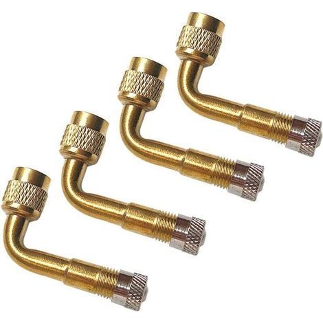 Set di 4 adattatori professionali per valvole pneumatici, prolunga a 90 gradi per stelo valvola, prolunga a gomito per valvola pneumatici, per auto, camion, moto, bicicletta (oro) (1/4)