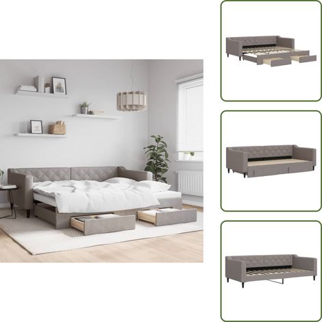 Doppelbett - vidaXL Tagesbett Ausziehbar mit Schubladen Taupe 90x200 cm Stoff - Schubladenbett (1/5)