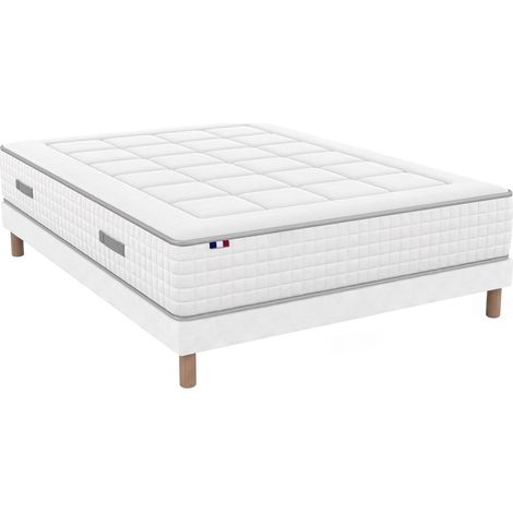 Ensemble matelas ressorts PALACIO sommier déco blanc 140x190