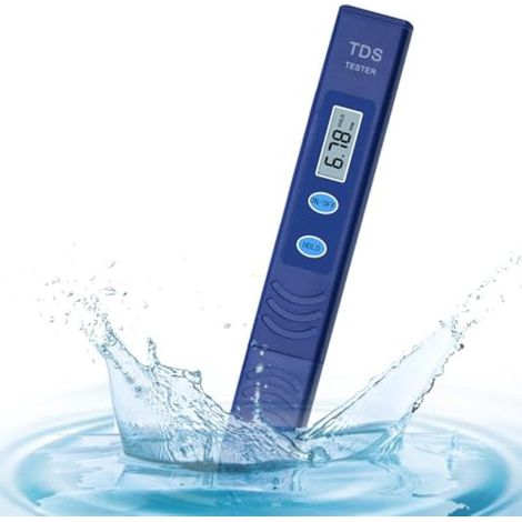 Testeur TDS pour qualité de l'eau， Mesure précise jusqu'à 9990 ppm ， Écran digital portable， Idéal pour eau potable, aquarium, piscine， Bleu foncé (1/5)