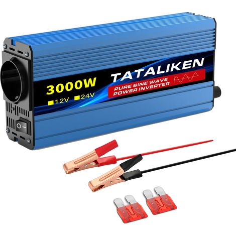Onduleur DC/AC, Affichage LCD Numérique, Ventilateur Contrôlé par Thermostat, 3000W, Europe, 24V, 220-240V 50HZ (1/2)