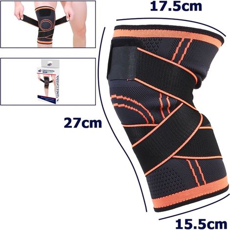 TrAdE Shop Traesio - Coppia Ginocchiere Fascia Elastica Anallergica Lavabile Fitness Sport Arancione -