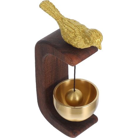 Sonnette de Porte en Bois avec Son Agréable et Design Unique, Matériau Bois et Laiton Solide, pour Décoration D'appartement à L'intérieur (1/5)