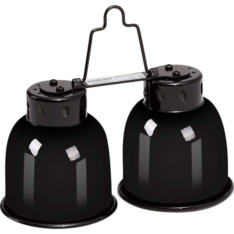 Portalampada doppio per lampadine riscaldanti UVB E27 2X40W 80W terrario (1/5)