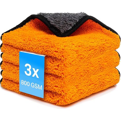 Lot de 3 Chiffons en Microfibre pour Voiture 800 g/m² - 7 Compartiments - pour l'entretien de la Voiture et Le ménage - Chiffon Sec en Microfibre Doux - 40 x 40 cm (3 pièces)