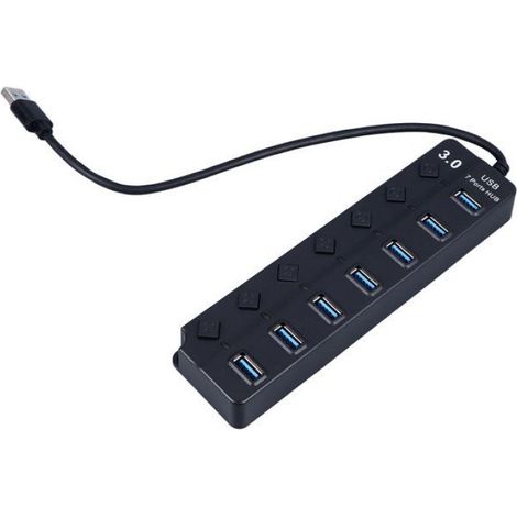 HUB 7 PORTS USB USB C Hub Independent Switch Compact 7 Port USB Data Data Hub Splitter pour les informatique ordinateur (1/5)