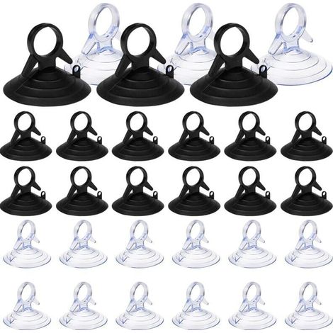 Bardusch-60 Pièces Ventouse pare Soleil, 45mm Ventouse Sans Crochets Ventouse, PVC Ventouses Mini Ventouse Transparente et Noire Ventouse, Ventouse pour Vitre (1/5)