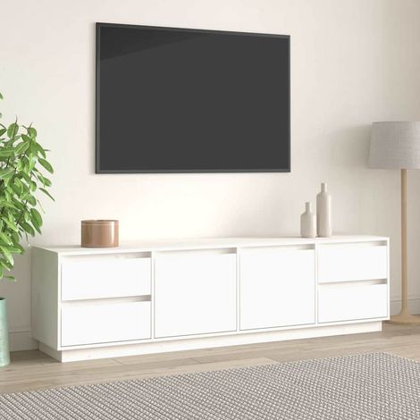 vidaXL Mueble de TV madera maciza de pino blanco 176x37x47,5 cm (1/5)