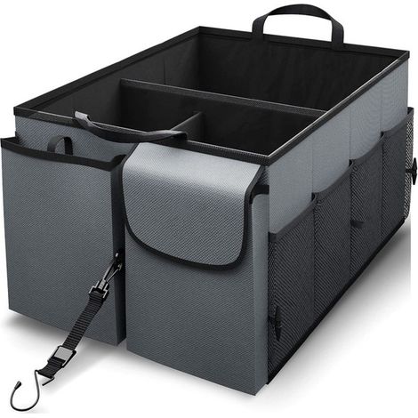 Organisateur de coffre de voiture, pliable, à plusieurs compartiments, avec sangles et poignées réglables, un accessoire de voiture indispensable (1/3)
