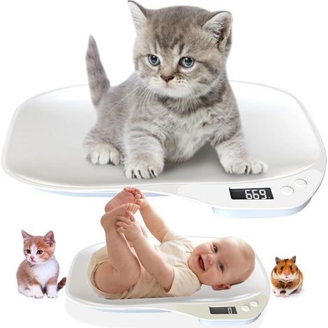 Petite balance électronique pour animaux - poids maximum 15 kg - chats et chiots. Mini balance de cuisine avec bol - nouveau-nés (1/5)
