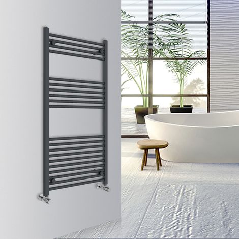Warmehaus Straight Bathroom Heated Towel Rail Warmer Radiator Central Heating 1200x600mm Anthracite
