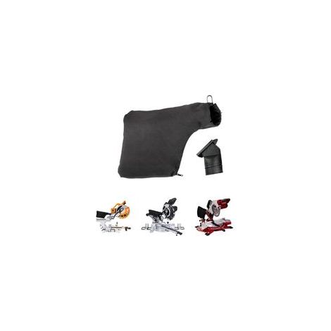 Sac à poussière pour scie à onglet modèle 255, sac à poussière noir 9" avec fermeture éclair et support de fil, avec sortie d'air 02149 (1/3)