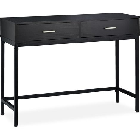 Relaxdays Tavolo Consolle da Ingresso, Mobiletto Corridoio 2 Cassetti Tavolino Stretto Salotto Tavolo 81x110x42 cm, Nero (1/5)