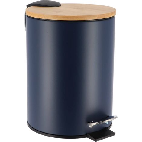Cestino per rifiuti in metallo con freno a caduta da 2,5 l - blu bambù - Tendance