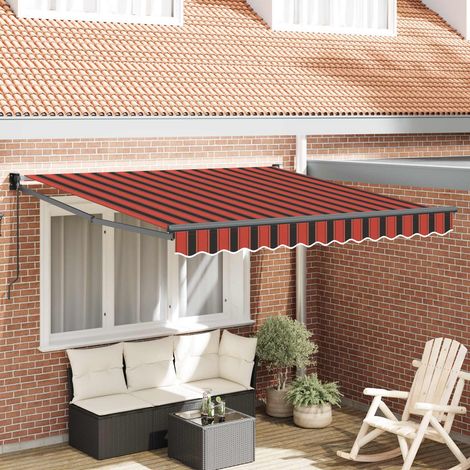 Toldo Retráctil Naranja y Marrón 300 x 250 cm Poliéster, Metal