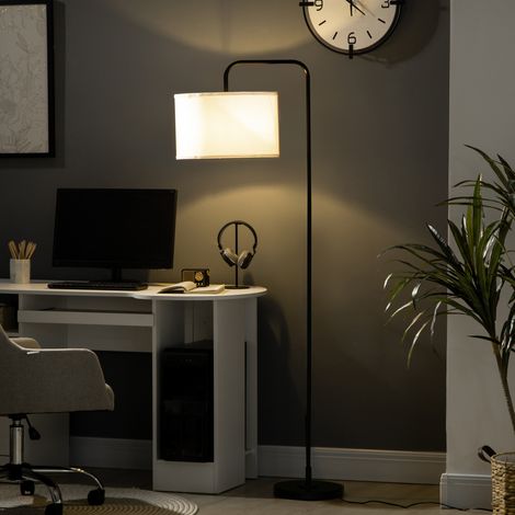 Lampadaire de salon moderne en métal noir, abat-jour en tissu, E27, 64 x 38 x 163,5 cm DESVIAE (1/5)
