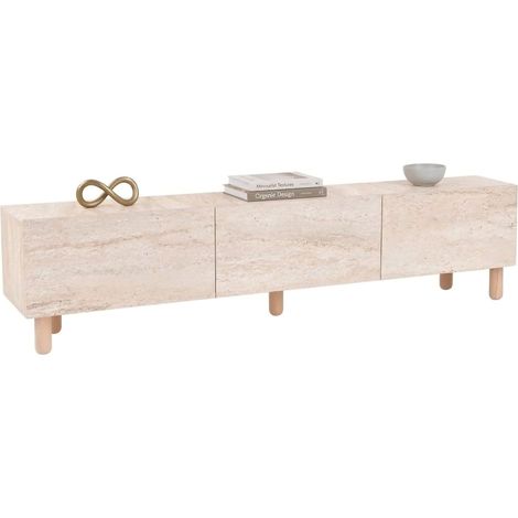 Mobile Porta tv Baluffi, 3 Ante, 3 Vani, Apertura a Ribalta, 180x31x42h cm Beige Marmo