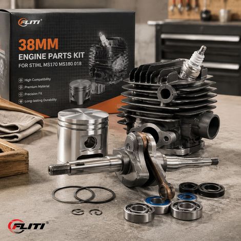 FLITI Kit pièces moteur tronçonneuse MS170 MS180 018 piston vilebrequin 38MM métal robuste (1/5)