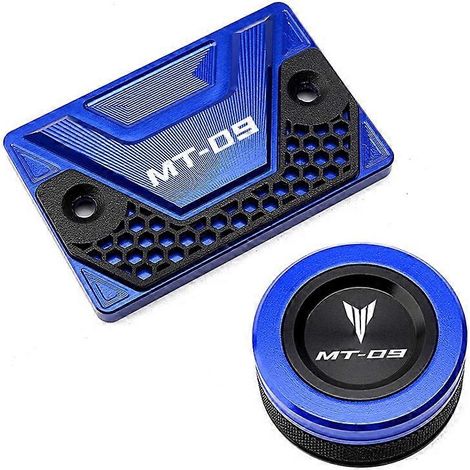 Convient pour Yamaha MT09 modèle 14-20 : cache supérieur avant de pompe, cache arrière de réservoir d'huile, cache décoratif de protection en alliage d'aluminium modifié (ensemble bleu avant et arrièr (1/5)