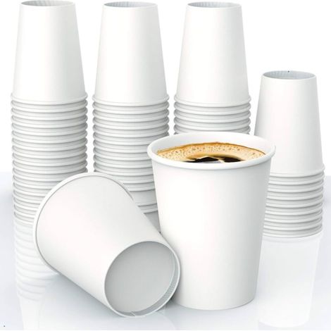 Bicchieri di carta bianchi da 250 ml, 50 pezzi, senza plastica, SUP gratuito (1/3)
