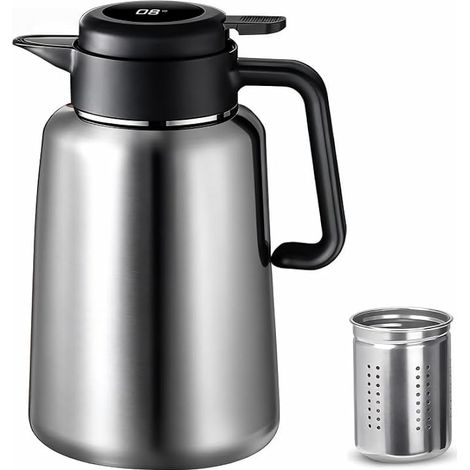 Thermos de 2,2 L, Bouteilles Isothermes avec Infuseur à Thé Amovible en Acier Inoxydable 316 et Affichage de la Température Thermos The étanche avec écran Tactile Haute Sensibilité pour Thé Café Lait (1/5)