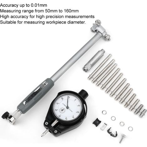 Comparateur d'alésage 50-160 mm précision 0,01 mm outil mesure diamètre intérieur (1/5)