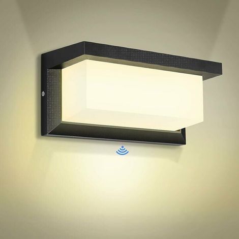 Outdoor Wall Light LED Wall Sconce with Motion Sensor Modern Warm White IP65 Waterproof Wall Sconces for Courtyard Garden Terrace Nearby Patio Villa Corridor (18W ) (1/5)