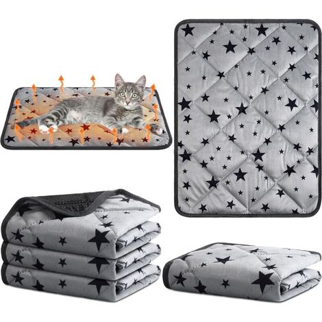 4xChat avec Motif Étoile Coussin Doux pour Chien Tapis Antidérapant et Lavable pour Animal de Compagnie (Rectangle, 45 x 60 cm)