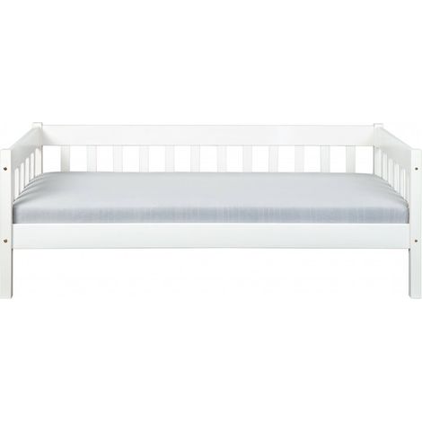 Dmora - Letto singolo Doparanozi, Sommier per camera da letto, Giroletto per stanza, Struttura porta materasso, 209x70 h100 cm, Bianco