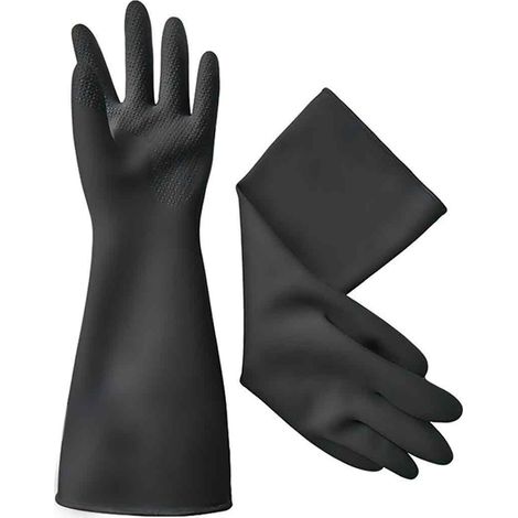Gants En Caoutchouc - 60 Cm - Résistants Aux Acides Et Bases - Pour Travail Industriel - 1 Paire