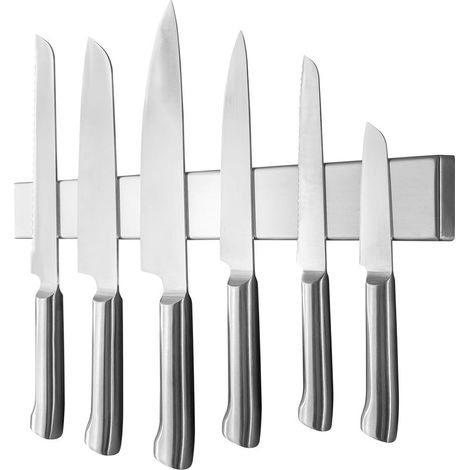 Barre Magnétique en Acier Inoxydable pour Couteaux 40cm avec Aimant Extra Fort, Argenté, Autocollant (1/5)