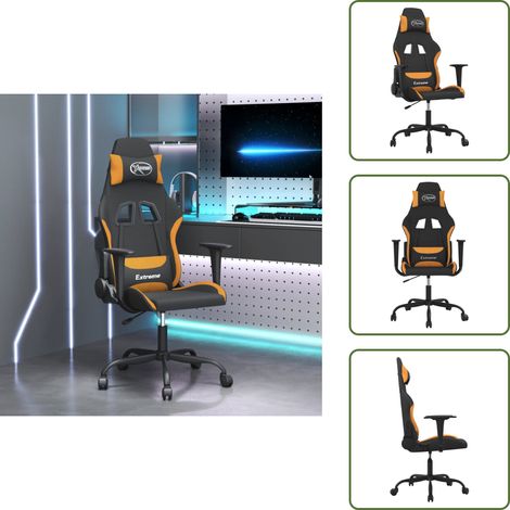 The Living Store Chaise de jeu de massage Noir et orange Tissu - Confort de jeu (1/5)