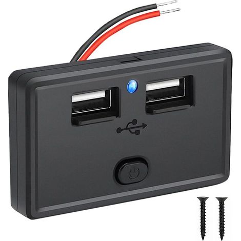 12V Prise de Chargeur de Voiture avec Interrupteur Étanche, 4.8A 24W Chargeur USB Voiture pour Voiture Bus Camping Car Bateau (1/4)