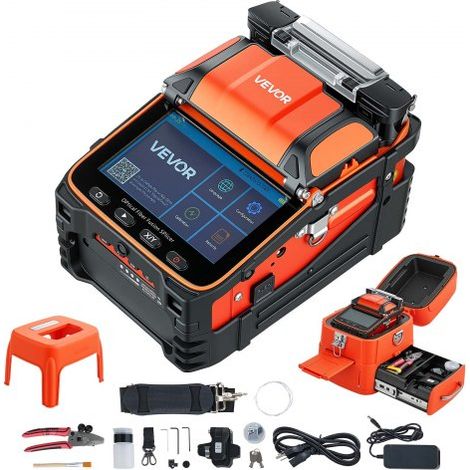 Soudeuse Fibre Optique 6 Moteurs Épisseuse Fusion Épissage Rapide 5 s compatible SM MM DS NZDS,Alignement sur Cœur,Chauffage 15 s,7800 mAh,Écran Tactile 5 pouces,Porte-fibre 3-en-1,OPM/VFL (1/3)