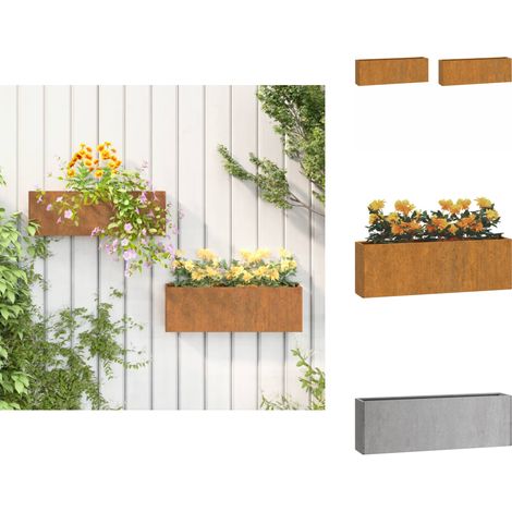 Jardinières murales 2 pcs Rouillé Acier corten 53x10x17 cm - Jardiniere Murale - Jardinerie - Pot De Fleurs Extérieur - Acier Corten - Decoration Jardin (1/5)