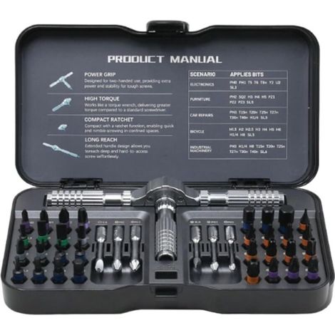 Set di cacciaviti magnetici, set multiutensile con impugnatura a cricchetto rimovibile, kit di riparazione di precisione per elettronica, montaggio mobili, PC, computer, biciclette -Crezuo