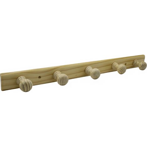 Perchero 5 pomos de madera pared para atornillar (1/5)