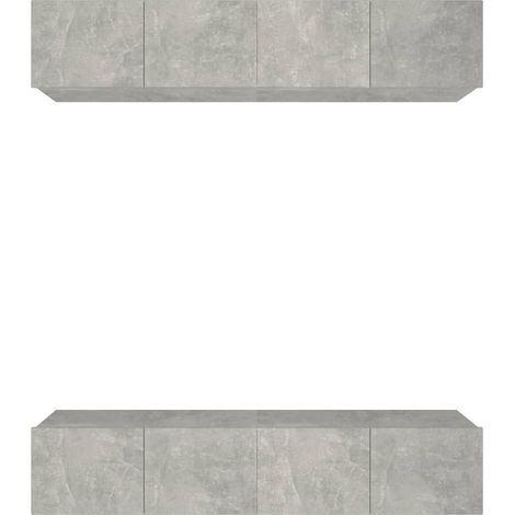 Meubles TV 4 pcs, Étagère TV, Meuble de Salon, Gris béton 80x30x30 cm Bois d'ingénierie OIB7919E (1/5)
