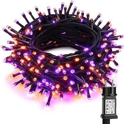 Halloween-Lichterkette, 20 m, 200 LEDs, orange + lila, 8 Modi, wasserdicht, für den Außenbereich, Weihnachtsdekoration, Schlafzimmer, Weihnachtsbaum, Hochzeit, Party, Garten (1/4)