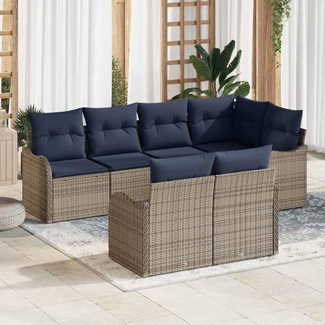 vidaXL Set Divano da Giardino Grigio polyrattan (1/5)