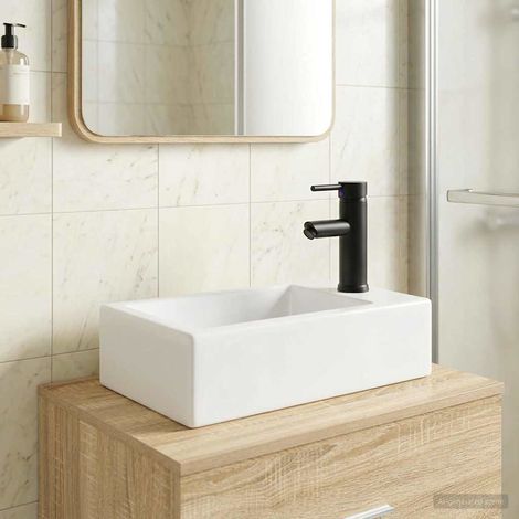 Lavabo de baño Negro Mate 45,5 x 25,5 x 13 cm Metal