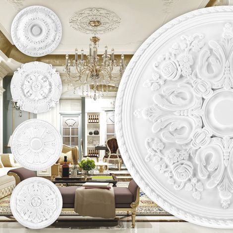 Rosone in PU - decorazione interna, stucco per soffitto e parete, materiale duro - R101-R124: R107 - Ø 83 cm (1/2)