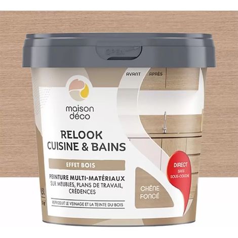 Peinture multi-matériaux sur meubles, plans de travail, crédences MAISON DÉCO Relook Cuisine & Bains Chêne foncé 0,5 L (1/2)