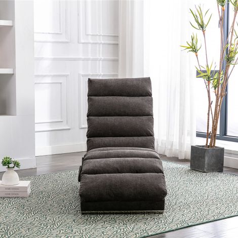 Chaise longue fixe moderne — Offre un soutien intégral du corps, un doux massage par vibrations et une poche de rangement latérale idéale pour les bureaux, les salons ou les chambres à coucher (Lin g (1/4)