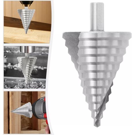 6mm-60mm Large HSS Spiral Groove Step Drill Cone Drill Bit Hole Cutter 12 Step (1/5)